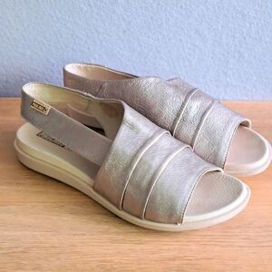 Pikolinos Antillas Women’s 10 EU 41 Metallic Stone Silver Leather Strap Sandals